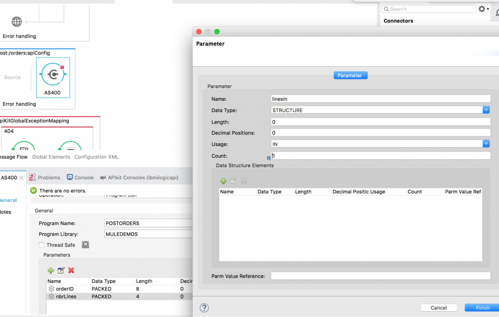 Parameters screen