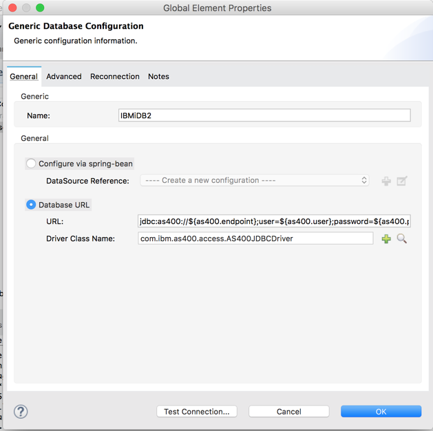 Database config