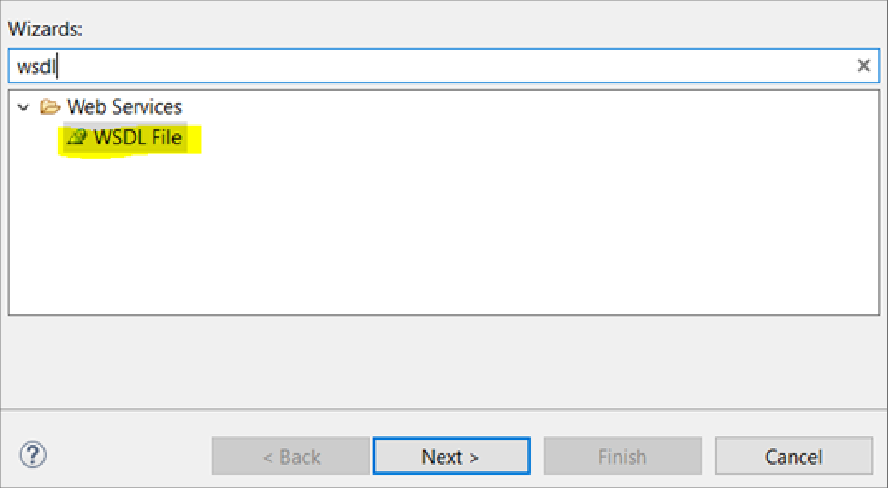 Create a WSDL File screen