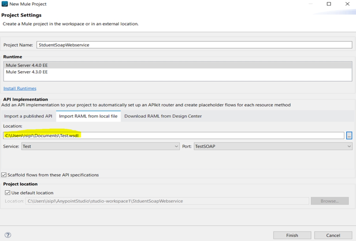 Attachment Details Project Settings Screen